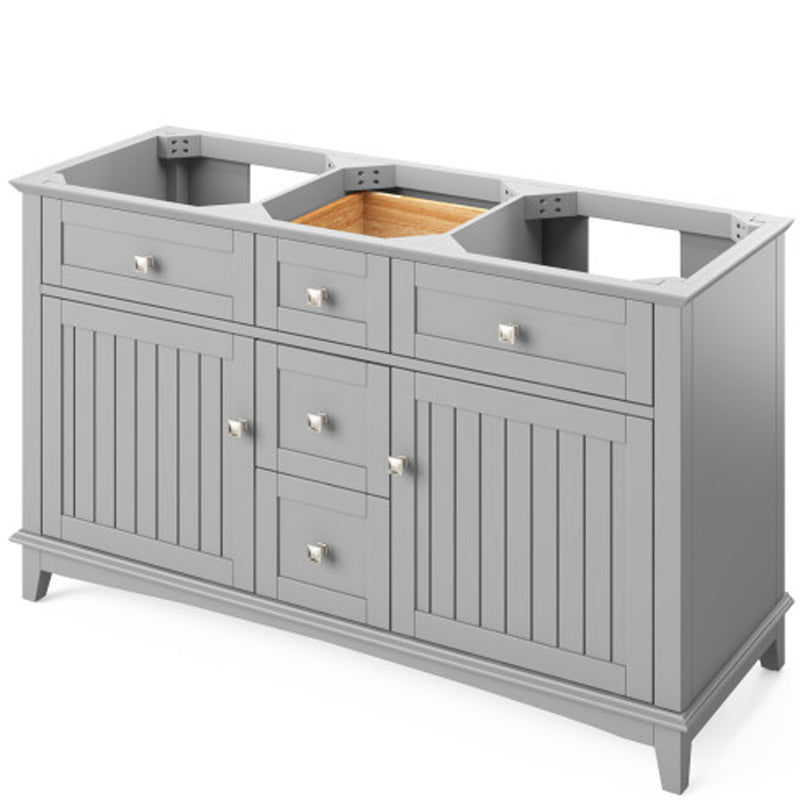 Jeffrey Alexander 60" Gray Savino Vanity Double Bowl Steel Gray Cultured Marble Vanity Top Two Undermount Rectangle Bowls VKITSAV60GRSGR