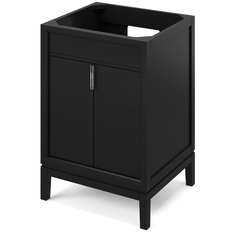 Jeffrey Alexander 24" Black Theodora with Steel Grey Cultured Marble Vanity Top