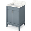 Jeffrey Alexander 24" Blue Steel with Theodora Calacatta Vienna Quartz Vanity Top