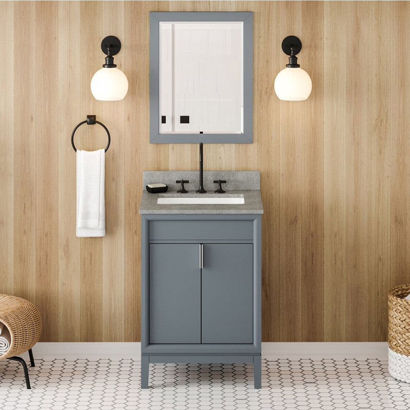 Jeffrey Alexander 24" Blue Steel Theodora with Steel Grey Cultured Marble Vanity Top