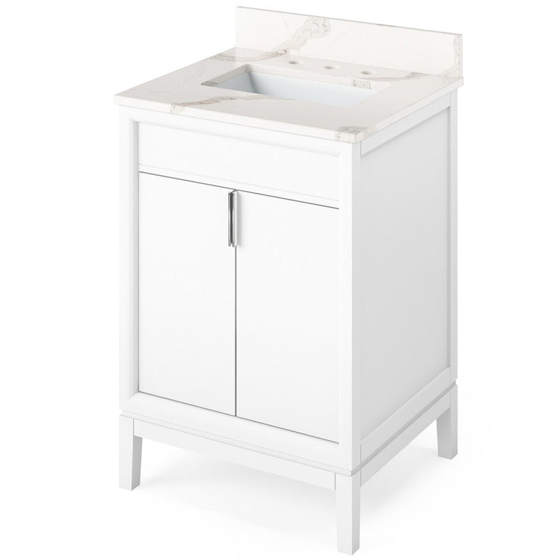 Jeffrey Alexander 24" White Theodora with Calacatta Vienna Quartz Vanity Top