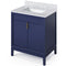 Jeffrey Alexander 30" Hale Blue Theodora with White Carrara Marble Vanity Top