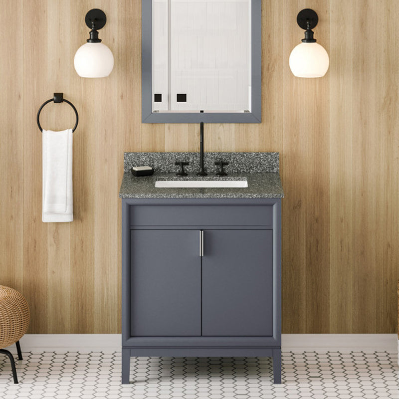 Jeffrey Alexander 30" Blue Steel Theodora with Boulder Cultured Marble Vanity Top