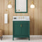 Jeffrey Alexander 30" Forest Green Theodora with White Carrara Marble Vanity Top