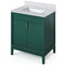 Jeffrey Alexander 30" Forest Green Theodora with White Carrara Marble Vanity Top