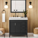 Jeffrey Alexander 36" Black Theodora left offset with Lavante Cultured Marble Vessel Vanity Top