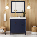 Jeffrey Alexander 36" Hale Blue Theodora left offset with Lavante Cultured Marble Vessel Vanity Top