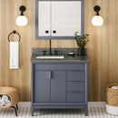 Jeffrey Alexander 36" Blue Steel Theodora left offset with Boulder Vanity Cultured Marble Vanity Top