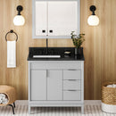 Jeffrey Alexander 36" Grey Theodora left offset with Black Granite Vanity Top