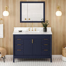 Jeffrey Alexander 48" Hale Blue Theodora with Calacatta Vienna Quartz Vanity Top Rectangle Bowl