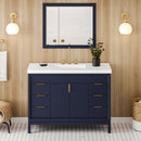 Jeffrey Alexander 48" Hale Blue Theodora with Lavante Cultured Marble Vessel Vanity Top