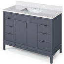 Jeffrey Alexander 48" Blue Steel Theodora and White Carrara Marble Vanity Top