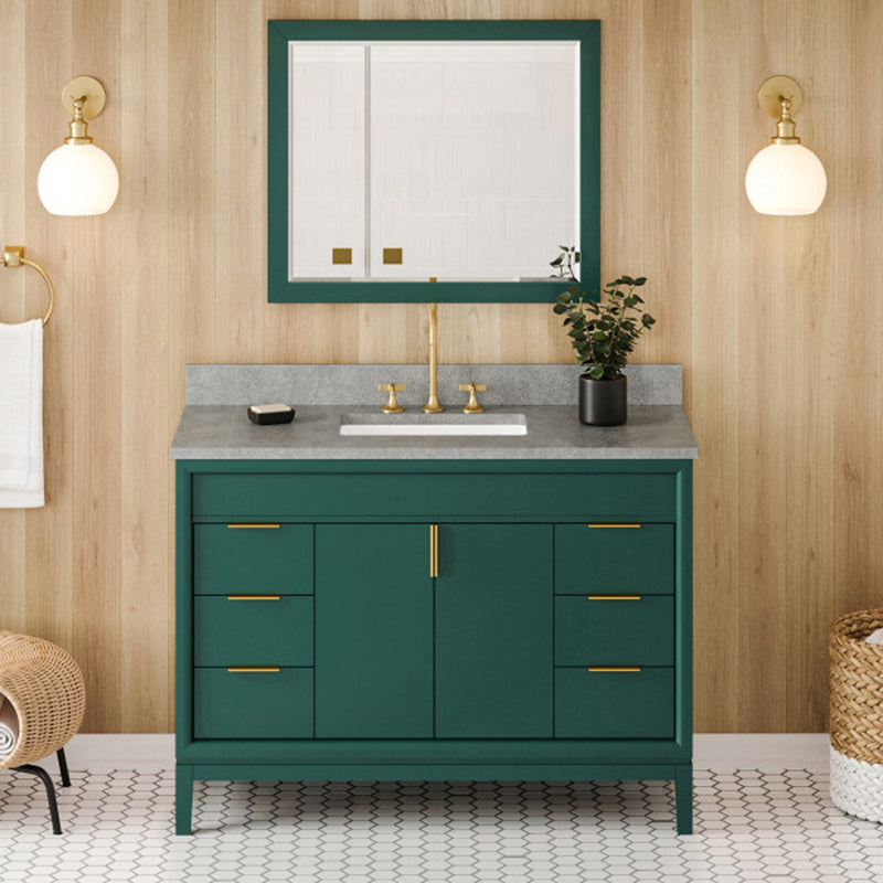 Jeffrey Alexander 48" Forest Green Theodora with Steel Grey Cultured Marble Vanity Top