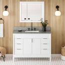 Jeffrey Alexander 48" White Theodora with Steel Grey Cultured Marble Vanity Top