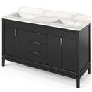 Jeffrey Alexander 60" Black Theodora Double bowl with Calacatta Vienna Quartz Vanity Top