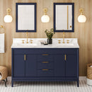 Jeffrey Alexander 60" Hale Blue Theodora Double bowl with Calacatta Vienna Quartz Vanity Top