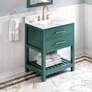 Jeffrey Alexander 30" Forest Green Wavecrest Vanity Calacatta Vienna Quartz Vanity Top Undermount Rectangle Bowl VKITWAV30GNCQR