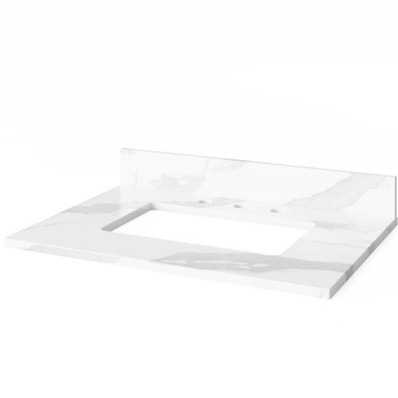 Jeffrey Alexander 30" White Wavecrest Vanity Calacatta Vienna Quartz Vanity Top Undermount Rectangle Bowl VKITWAV30WHCQR