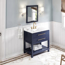 Jeffrey Alexander 36" Hale Blue Wavecrest Vanity Calacatta Vienna Quartz Vanity Top Undermount Rectangle Bowl VKITWAV36BLCQR