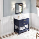 Jeffrey Alexander 36" Hale Blue Wavecrest Vanity White Carrara Marble Vanity Top Undermount Rectangle Bowl VKITWAV36BLWCR