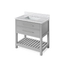 Jeffrey Alexander 36" Gray Wavecrest Vanity White Carrara Marble Vanity Top Undermount Rectangle Bowl VKITWAV36GRWCR