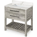 Jeffrey Alexander 36" Weathered Grey Wavecrest with Calacatta Vienna Quartz Vanity Top