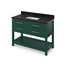 Jeffrey Alexander 48" Forest Green Wavecrest Vanity Black Granite Vanity Top Undermount Rectangle Bowl VKITWAV48GNBGR