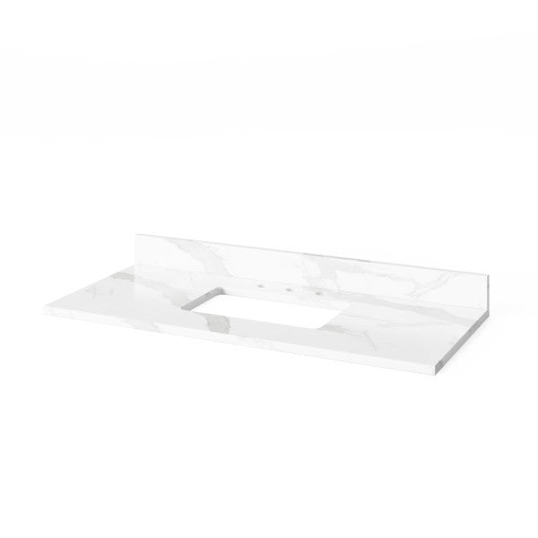 Jeffrey Alexander 48" White Wavecrest Vanity Calacatta Vienna Quartz Vanity Top Undermount Rectangle Bowl VKITWAV48WHCQR