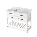 Jeffrey Alexander 48" White Wavecrest Vanity White Carrara Marble Vanity Top Undermount Rectangle Bowl VKITWAV48WHWCR