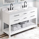 Jeffrey Alexander 60" White Wavecrest Vanity Double Bowl White Carrara Marble Vanity Top Two Undermount Rectangle Bowls VKITWAV60WHWCR