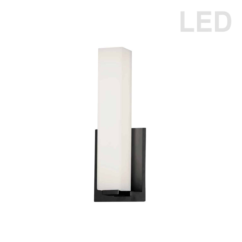 Dainolite 12W Vanity Light Matte Black with White Glass VLD-172-10-MB