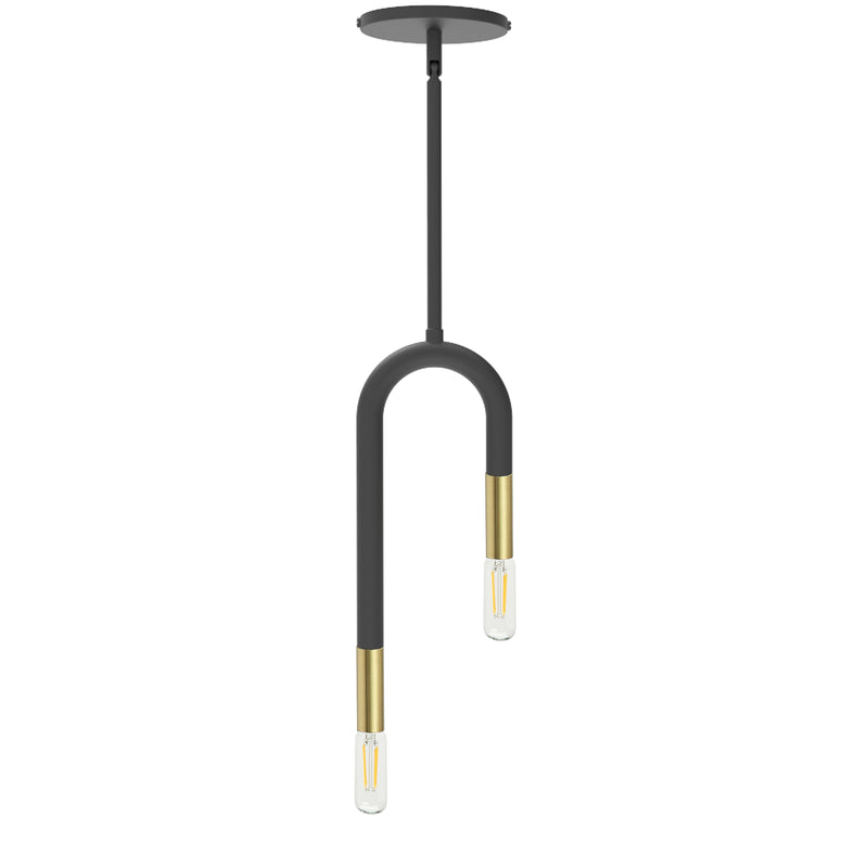 Dainolite 2 Light Incandescent Pendant Matte Black and Aged Brass WAN-152P-MB-AGB