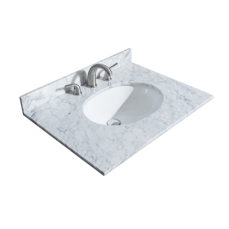 Wyndham Sheffield 30" Single Bathroom Vanity In Dark Gray with White Carrara Marble Countertop Undermount Oval Sink and No Mirror WCS141430SKGCMUNOMXX