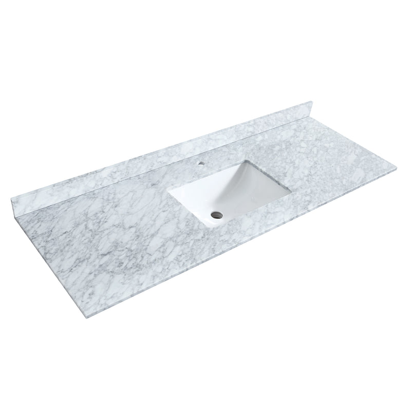 Wyndham Sheffield 60" Single Bathroom Vanity In Dark Gray with White Carrara Marble Countertop Undermount Square Sink and No Mirror WCS141460SKGCMUNSMXX