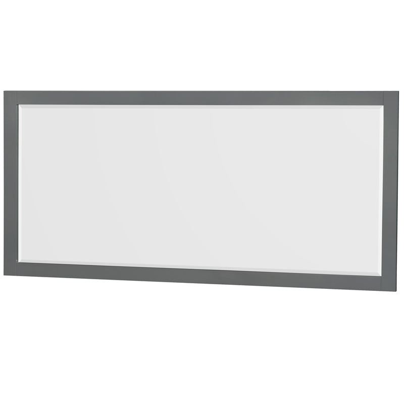 Wyndham Sheffield 72" Double Bathroom Vanity In Dark Gray with White Carrara Marble Countertop Undermount Square Sinks and 70" Mirror WCS141472DKGCMUNSM70