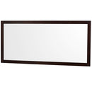 Wyndham Sheffield 72" Double Bathroom Vanity In Espresso with White Cultured Marble Countertop Undermount Square Sinks and 70" Mirror WCS141472DESWCUNSM70