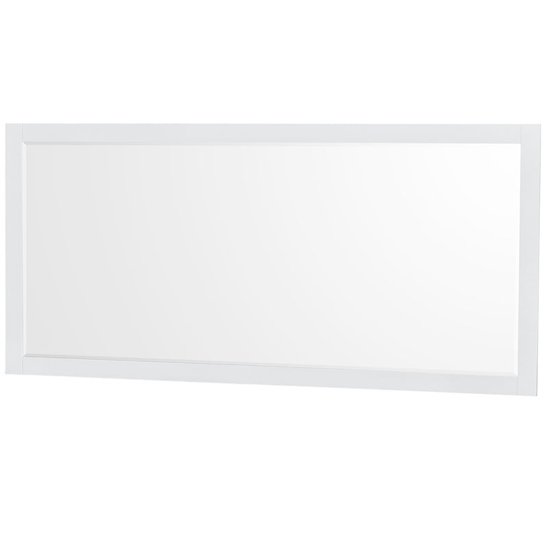 Wyndham Sheffield 80" Double Bathroom Vanity In White with Carrara Cultured Marble Countertop Undermount Square Sinks and 70" Mirror WCS141480DWHC2UNSM70