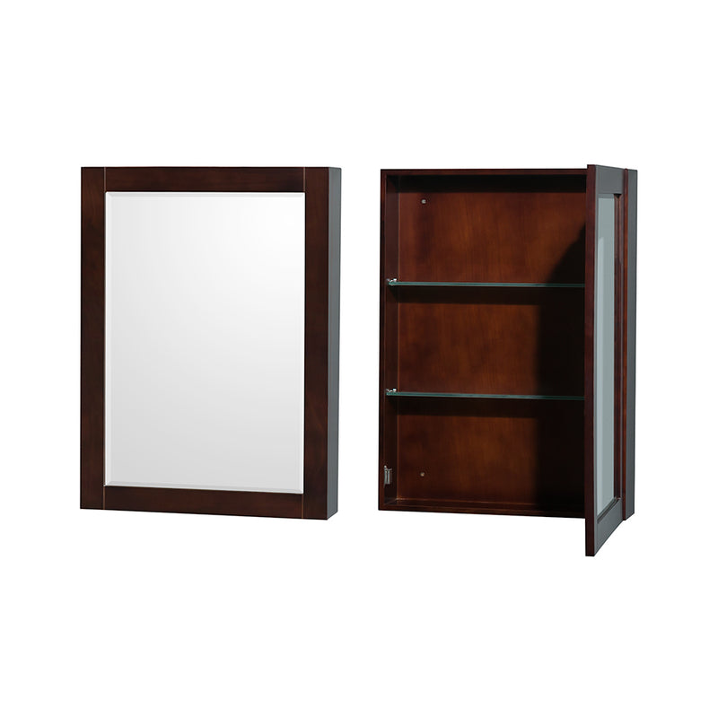 Wyndham Sheffield 30" Single Bathroom Vanity In Espresso with White Cultured Marble Countertop Undermount Square Sink and Medicine Cabinet WCS141430SESWCUNSMED