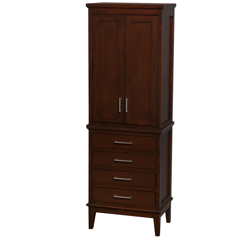 Wyndham Hatton 60" Double Bathroom Vanity In Dark Chestnut No Countertop No Sinks and 56" Mirror WCV161660DCDCXSXXM56