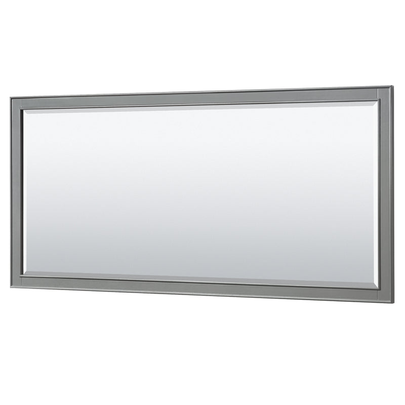 Wyndham Deborah 80" Double Bathroom Vanity In Dark Gray White Carrara Marble Countertop Undermount Oval Sink and 70" Mirror WCS202080DKGCMUNOM70