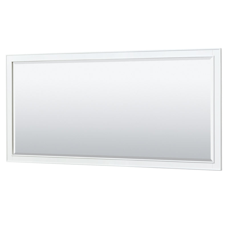 Wyndham Deborah 72" Double Bathroom Vanity In White with White Cultured Marble Countertop Undermount Square Sinks and 70" Mirror WCS202072DWHWCUNSM70