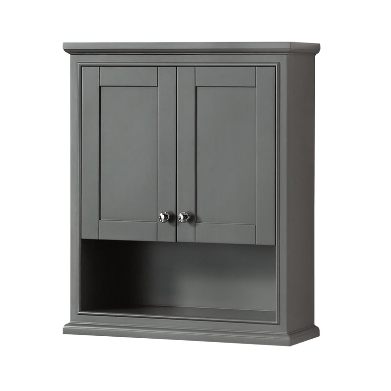 Wyndham Deborah 80" Double Bathroom Vanity In Dark Gray No Countertop No Sink and 70" Mirror WCS202080DKGCXSXXM70