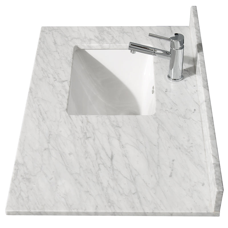 Wyndham Daria 36" Single Bathroom Vanity In White White Carrara Marble Countertop Undermount Square Sink and Medicine Cabinet WCV252536SWHCMUNSMED