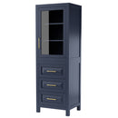 Wyndham Daria 72" Double Bathroom Vanity In Dark Blue No Countertop No Sink and 24" Mirrors WCV252572DBLCXSXXM24