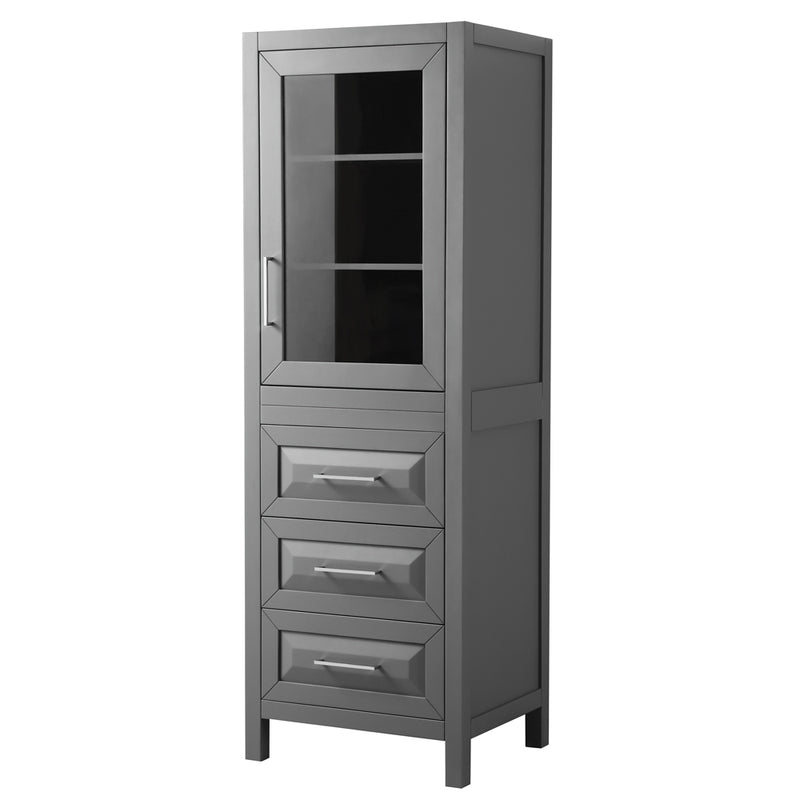 Wyndham Daria 80" Double Bathroom Vanity In Dark Gray No Countertop No Sink and 24" Mirror WCV252580DKGCXSXXM24