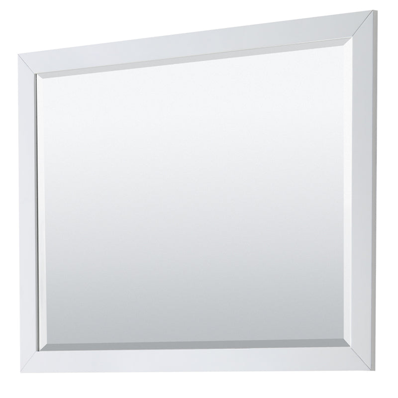 Wyndham Daria 48" Single Bathroom Vanity In White Light-Vein Carrara Cultured Marble Countertop Undermount Square Sink and 46" Mirror WCV252548SWHC2UNSM46