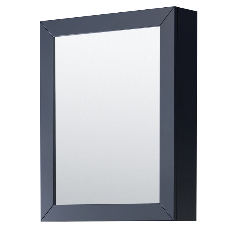 Wyndham Daria 60" Double Bathroom Vanity In Dark Blue Light-Vein Carrara Cultured Marble Countertop Undermount Square Sinks and Medicine Cabinets WCV252560DBLC2UNSMED