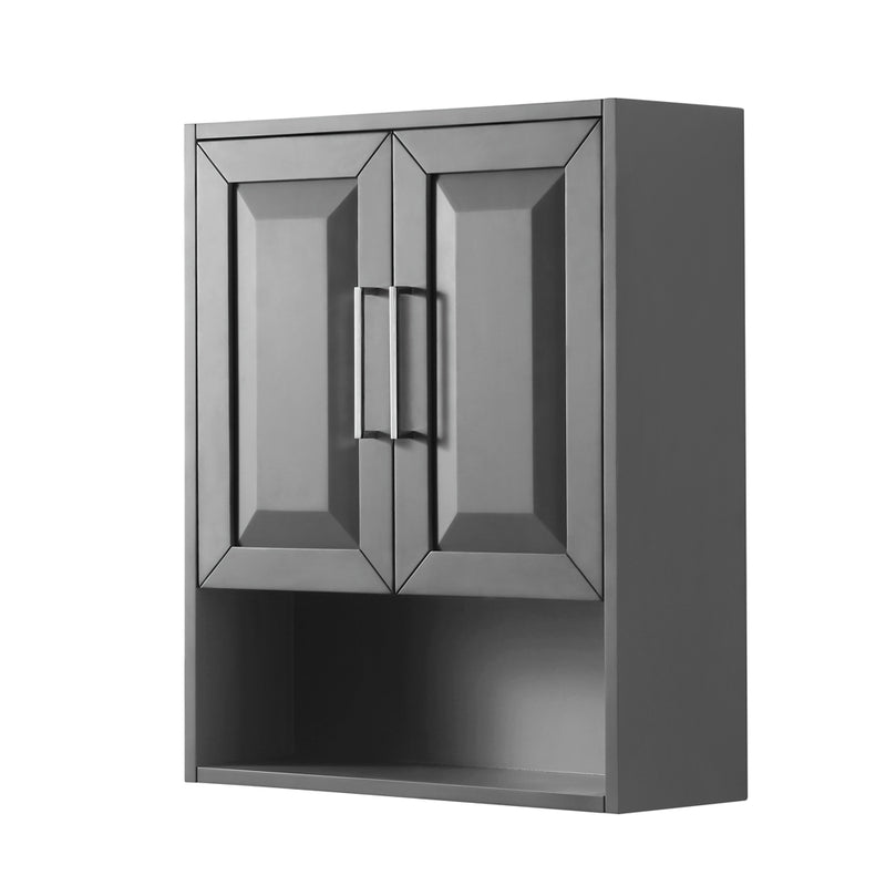 Wyndham Daria 80" Double Bathroom Vanity In Dark Gray Light-Vein Carrara Cultured Marble Countertop Undermount Square Sinks and Medicine Cabinets WCV252580DKGC2UNSMED