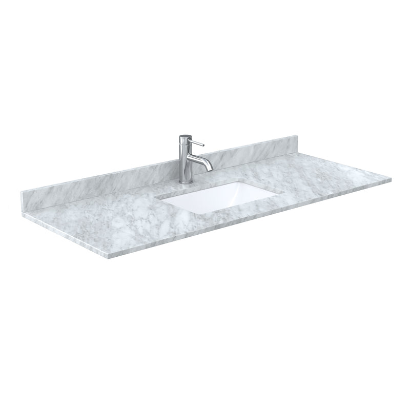 Wyndham Miranda 54" Single Bathroom Vanity In Dark Gray White Carrara Marble Countertop Undermount Square Sink Matte Black Trim 46" Mirror WCF292954SGBCMUNSM46