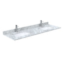 Wyndham Miranda 66" Double Bathroom Vanity In Dark Blue White Carrara Marble Countertop Undermount Square Sinks Matte Black Trim 58" Mirror WCF292966DBBCMUNSM58